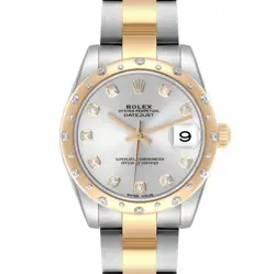 ROLEX DATEJUST MIDSIZE STEEL YELLOW GOLD DIAMOND LADIES WATCH 178343