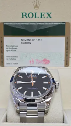ROLEX MILGAUSS 116400 SILVER OYSTER BRACELET WITH SILVER BEZEL BOX AND PAPERS