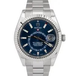 MINT PAPERS ROLEX SKY-DWELLER BLUE 18K FLUTED 42MM STEEL WATCH OYSTER 326934 BOX