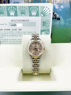 ROLEX LADIES DATEJUST 69173 18K YELLOW GOLD STAINLESS STEEL BOX PAPERS 