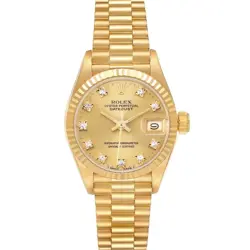 ROLEX PRESIDENT DATEJUST YELLOW GOLD DIAMOND DIAL LADIES WATCH 69178 BOX PAPERS