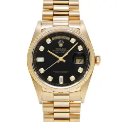 ROLEX 18038A DAY-DATE BLACK/DIAMOND MENS WRISTWATCH