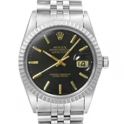 USED ROLEX DATEJUST 16030 BLACK AUTOMATIC CASE: 36MM×36MM MEN'S WATCH #10201