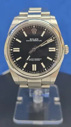 ROLEX OYSTER PERPETUAL 124300 OYSTER BRACELET WITH BLACK DIAL BOX AND PAPERS