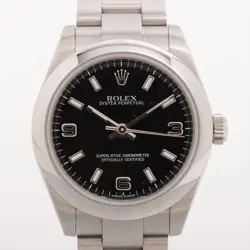 ROLEX OYSTER PERPETUAL 177200 SS AT BLACK DIAL 2 EXTRA LINKS