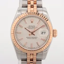 ROLEX DATEJUST 179171 SS×PG AT SILVER-FACE 2 EXTRA LINKS