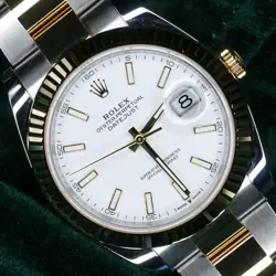 ROLEX DATEJUST WHITE DIAL TWO-TONE YELLOW GOLD STEEL MINT COMPLETE SET 126333