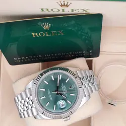 2022 ROLEX DATEJUST 41MM MINT GREEN DIAL STEEL JUBILEE WATCH 126334 BOX PAPERS