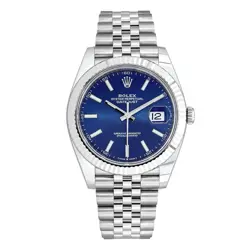 ROLEX DATEJUST 41 WATCH 41MM BLUE INDEX HOUR MARKERS DIAL STAINLESS STEEL