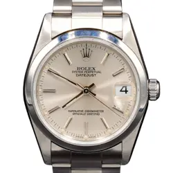 MID-SIZE ROLEX DATEJUST STAINLESS STEEL WATCH WITH SILVER DIAL OYSTER BAND 78240