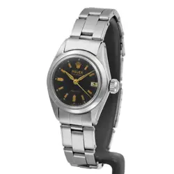 USED ROLEX Oyster Date 6406 Black Manual Case: 24mm×24mm Ladies Watch #10121