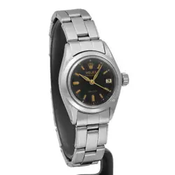 USED ROLEX Oyster Date 6406 Black Manual Case: 24mm×24mm Ladies Watch #10121