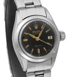 USED ROLEX Oyster Date 6406 Black Manual Case: 24mm×24mm Ladies Watch #10121