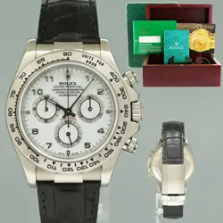 MINT ROLEX DAYTONA WHITE GOLD 116519 WHITE ARABIC LEATHER 40MM WATCH BOX
