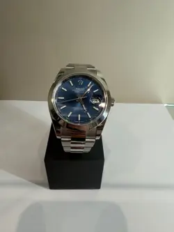 ROLEX DATEJUST 126300 SILVER OYSTER BRACELET BLUE DIAL