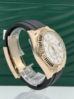 Rolex Sky-Dweller 326235 18K Rose Gold Black Oysterflex Strap White Dial
