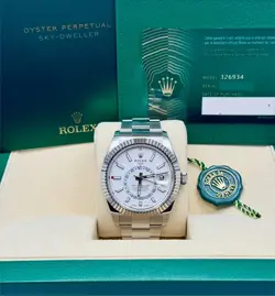 ROLEX SKY-DWELLER 326934 WHITE DIAL OYSTER BRACELET WITH WHITE GOLD BEZEL