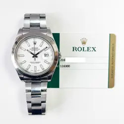 2017 ROLEX DATEJUST II 116300, STEEL, WHITE INDEX DIAL, BOX & PAPERS