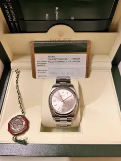 2012 ROLEX 116000 OYSTER PERPETUAL 36MM SILVER DIAL FULL SET