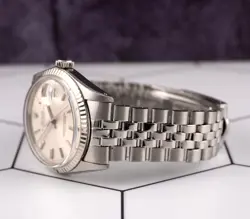 Rolex 36mm Datejust Mens Steel Watch Fluted Folded Jubilee Silver Dial 1601