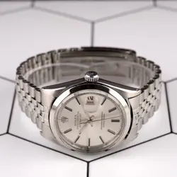 Rolex 36mm Datejust Mens Steel Smooth Folded Jubilee Silver Dial Watch 1600