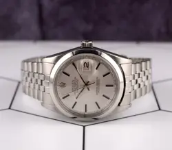 Rolex 36mm Datejust Mens Steel Smooth Folded Jubilee Silver Dial Watch 1600