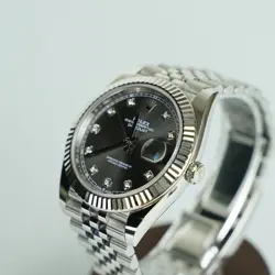 100%Auth♔Rolex♔ Datejust 41mm Men's Watch 10P Diamond Grey Dail Oyster