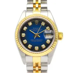 ROLEX DATEJUST 10P DIAMOND P WRIST WATCH 79173G AUTOMATIC 18K YG SS USED WOMEN
