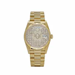 ROLEX DAY-DATE 18238 YELLOW GOLD SKELETON PAVè DIAMOND DIAL
