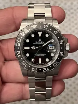 GMT-MASTER II SILVER OYSTER BRACELET WITH BLACK BEZEL