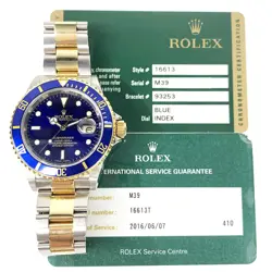 2008 ROLEX SUBMARINER DATE 16613, 40MM, STEEL & GOLD, BLUE DIAL, BOX & PAPERS