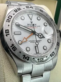 ♛ Rolex Explorer II 42mm 216570 White/Orange Steel GMT MINT SuperFullSet W/Extrs
