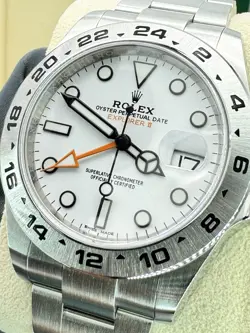 ♛ Rolex Explorer II 42mm 216570 White/Orange Steel GMT MINT SuperFullSet W/Extrs