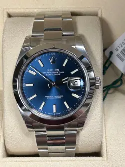 ROLEX DATEJUST 41MM 126300 BLUE SILVER OYSTER BRACELET 2023 BOX & PAPERS