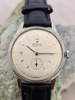 ROLEX MARCONI  A CUERDA DE HOMBRE DIAL RESTAURADO COLOR  CREMA  CAJA  NICKEL