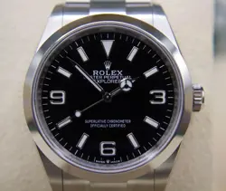 ROLEX EXPLORER 36MM 124270 SILVER OYSTER BRACELET BLACK DIAL MEN WATCH