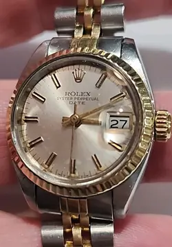 ROLEX OYSTER PERPETUAL DATEJUST 6917 WATCH 18k And Steel Italy Aftermarket Band