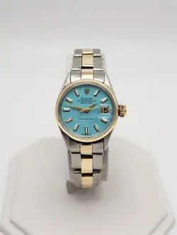 $12,000 ROLEX DATEJUST 26MM 18K YELLOW GOLD SS TIFFANY & CO BLUE LADIES WATCH
