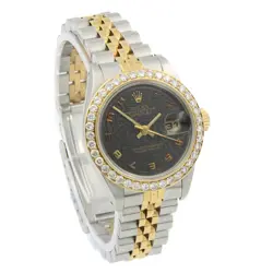 Ladies Rolex OP Datejust 69173 Black Jubilee Dial Diamond Bezel 26mm #W151263-1