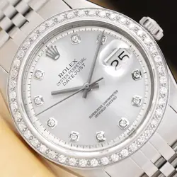 ROLEX MENS DATEJUST SILVER DIAL 18K GOLD STEEL DIAMOND WATCH W/ JUBILEE BAND