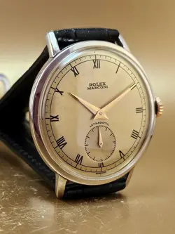VINTAGE & FINE ROLEX MARCONI HAND WINDING CHAMPAGNE TONE DIAL 1950'S  WRISTWATCH