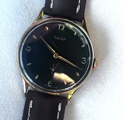 1920.'S COLLECTIBLE ROLEX DRESS GENTS BLACK DIAL 18K GF WINDUP WATCH SERVICED