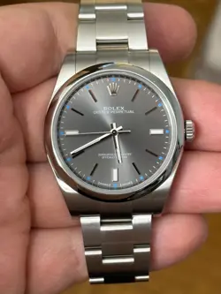 ROLEX OYSTER PERPETUAL 114300 RHODIUM DIAL STAINLESS STEEL AUTOMATIC WATCH 39MM
