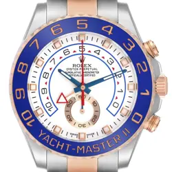 ROLEX YACHTMASTER II STEEL ROSE GOLD WHITE DIAL MENS WATCH 116681