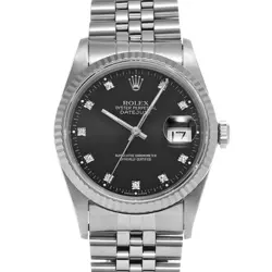 ROLEX 16234G DATEJUST BLACK/DIAMOND MENS WRISTWATCH