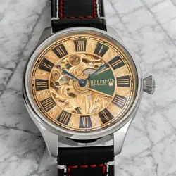 ROLEX MARRIAGE WRISTWATCH W/ 48MM MANUAL POCKET WATCH 1952 BLACK LEATHER BAND