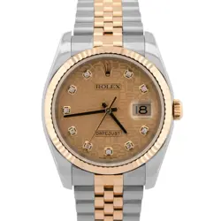 ROLEX DATEJUST 36MM CHAMPAGNE JUBILEE DIAL TWO-TONE YELLOW GOLD 116233 WATCH