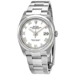 ROLEX DATEJUST 36 AUTOMATIC WHITE DIAL MEN'S OYSTER WATCH 126200WRO