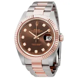 ROLEX DATEJUST 41 CHOCOLATE DIAMOND DIAL STEEL AND 18K EVEROSE GOLD OYSTER MEN'S
