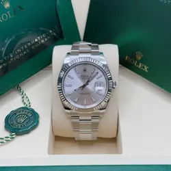 ROLEX DATEJUST 41 NEW 2025 SILVER INDEX DIAL STAINLESS STEEL FLUTED OYSTER